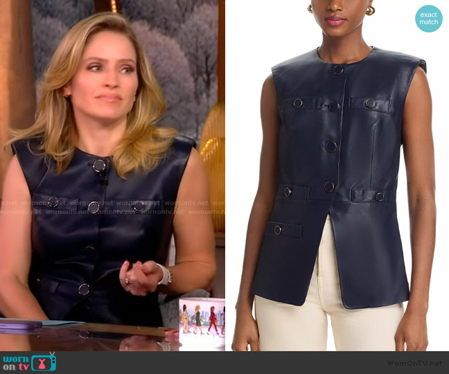 Veronica Beard Tamara Lambskin Leather Vest worn by Sara Haines on The View