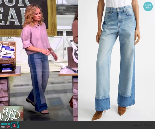 Veronica Beard Taylor Colorblock High Waist Wide Leg Jeans worn by Sara Haines on The View