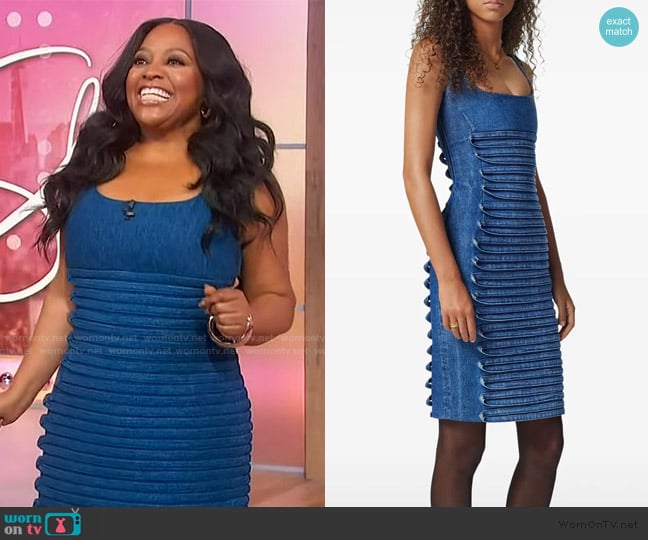 Versace Applique denim midi dress worn by Sherri Shepherd on Sherri