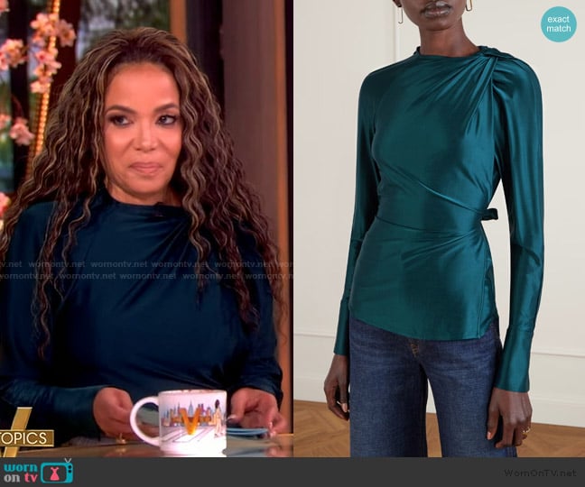 Victoria Beckham Open-back long-sleeve blouse worn by Sunny Hostin on The View