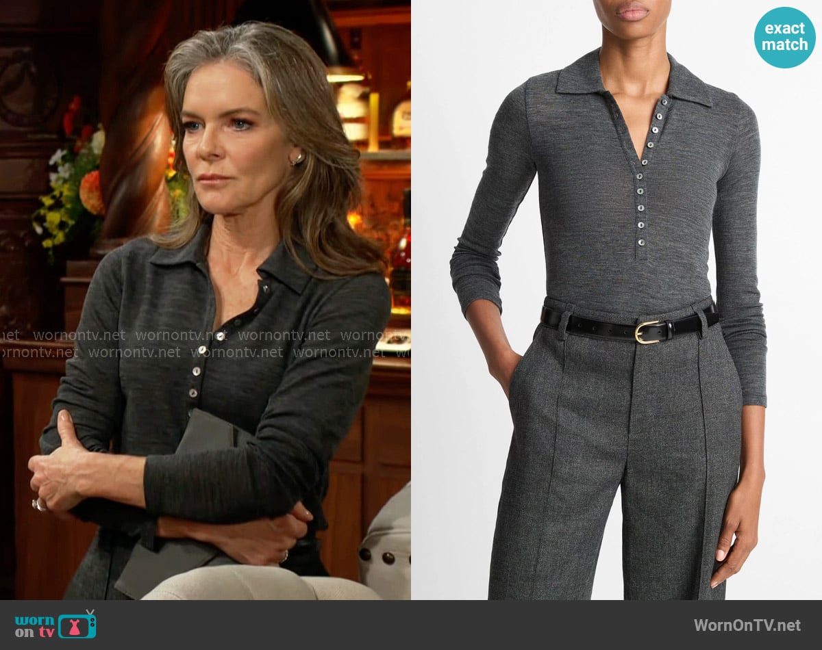 Vince Wool Long-Sleeve Polo Top worn by Diane Jenkins (Susan Walters) on The Young and the Restless