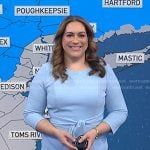 Violeta’s light blue tie waist sheath dress on NBC News Daily