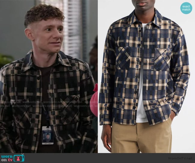 Wax London Whiting Glitch Check Overshirt worn by Jacob Hill (Chris Perfetti) on Abbott Elementary