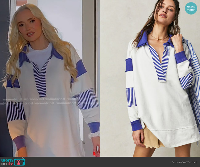 We The Free Clean Prep Polo in Ivory Combo worn by Erika Jayne on The Real Housewives of Beverly Hills