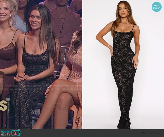 White Fox Still Her Lace Maxi Dress Black worn by Taylor Frankie Paul on The Secret Lives of Mormon Wives