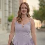 Whitney’s lavender ruffle mini dress on The Secret Lives of Mormon Wives