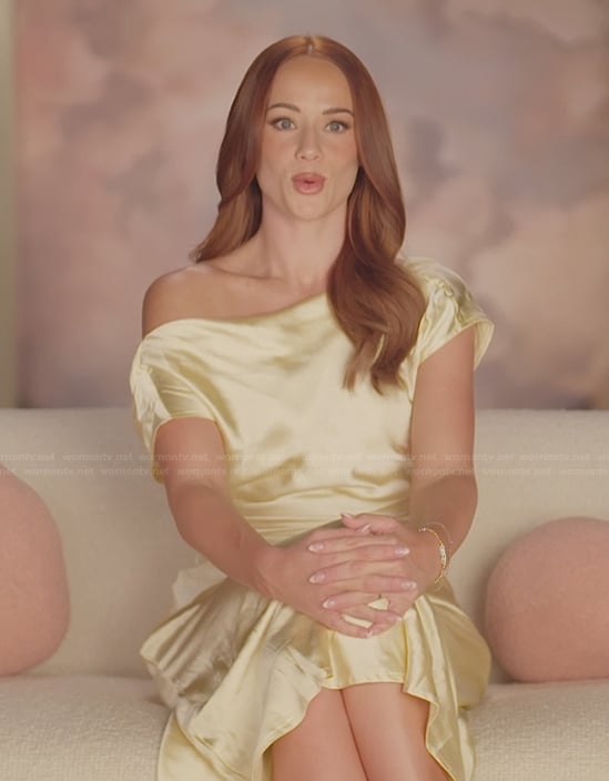 Whitney’s yellow satin confessional dress on The Secret Lives of Mormon Wives