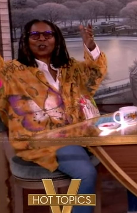 Whoopi’s orange printed top on The View