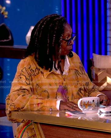 Whoopi’s orange printed top on The View