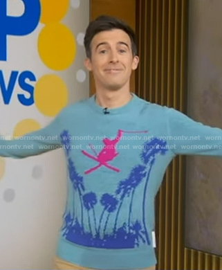 Will Ganss’ blue skier print sweater on Good Morning America