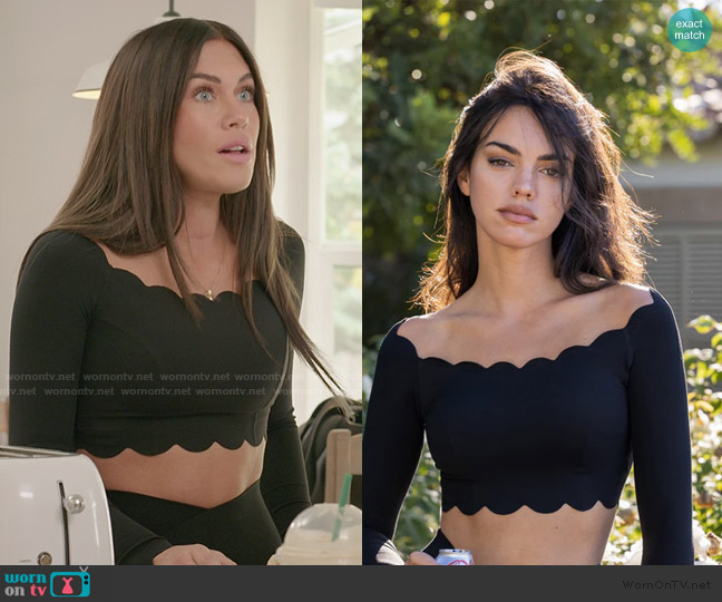 Wiskii Off Shoulder Long Sleeve Crop Top worn by Jessi Ngatikaura on The Secret Lives of Mormon Wives