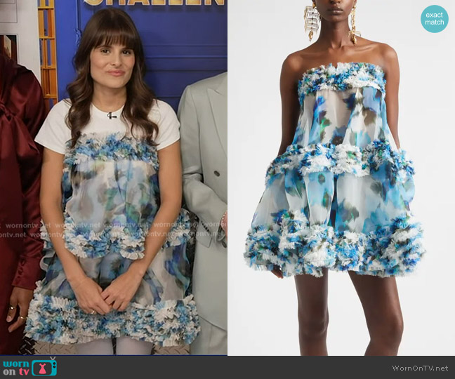 Zimmermann Alchemy Ruffle Mini Dress in Blue Poppy worn by Dani Klari? on Good Morning America