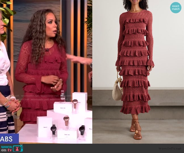 Zimmermann Wanderlust Lace Frill Midi Dress worn by Sunny Hostin on The View