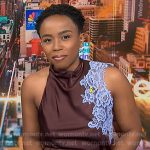 Zinhle’s brown lace embroidered top on NBC News Daily