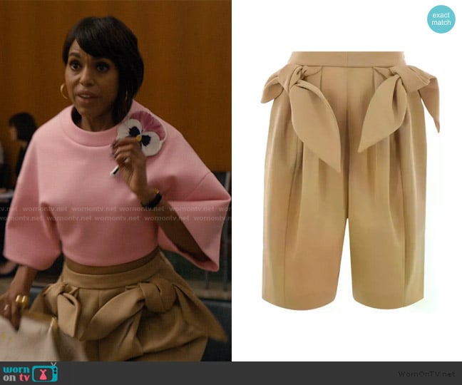 Zomer Clair bow-detailing shorts worn by Eleanor (Kerry Washington) on Imperfect Women