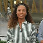 Zuri’s green striped shirt on Access Hollywood