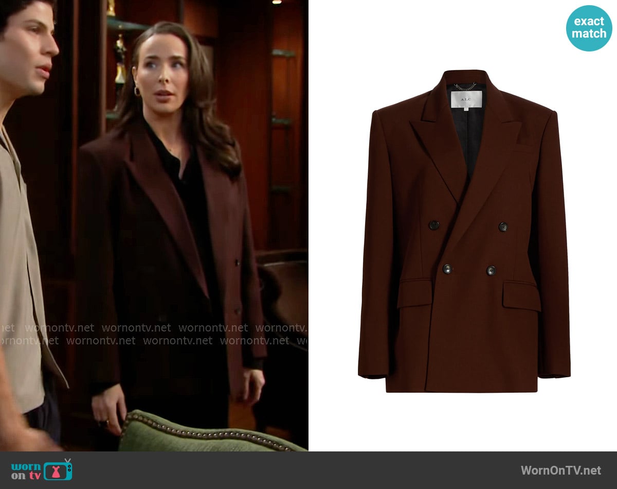 A.L.C. Calla Blazer in Brunette worn by Ivy Forrester (Ashleigh Brewer) on The Bold and the Beautiful