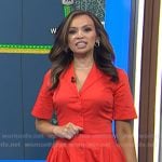 Adelle’s red short sleeve mini shirtdress on Today