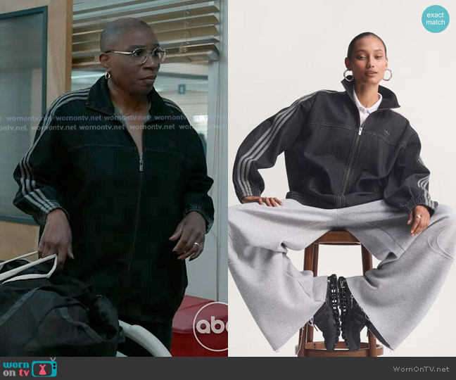 Adidas Firebird Adilenium Track Top Denim worn by Henrietta Wilson (Aisha Hinds) on 9-1-1