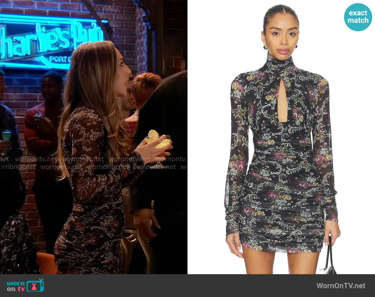 AFRM Eliya Dress in Ornate Floral worn by Josslyn Jacks (Eden McCoy) on General Hospital