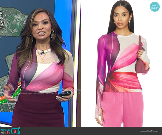 AFRM Kaylee Top in Lemon Lotus worn by Adelle Caballero on Today