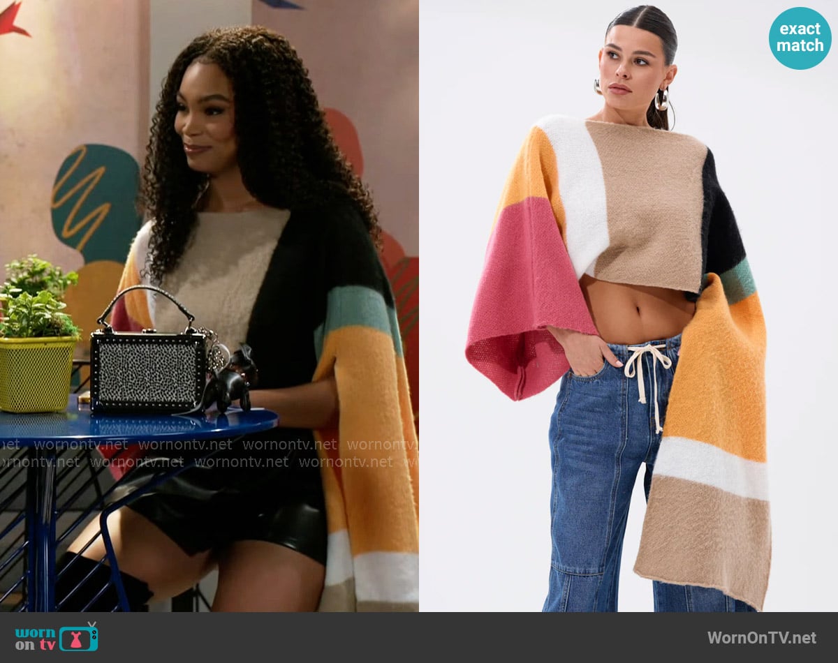 Akira I Like It Like That Crop Abstract Sweater worn by Chelsea Hamilton (RhonniRose Mantilla) on Beyond the Gates