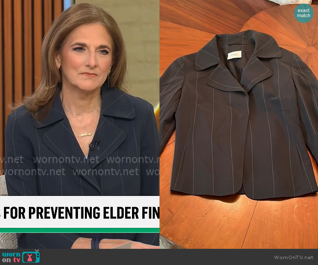 Akris Punto Striped Blazer worn by Jill Schlesinger on CBS Mornings