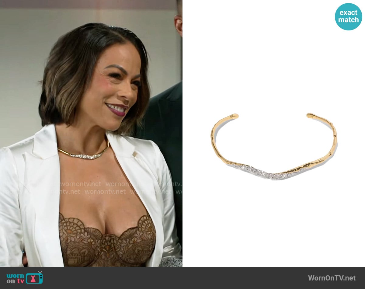 Alexis Bittar Solanales Skinny Crystal Pavé Collar Necklace worn by Nicole Dupree Richardson (Daphnee Duplaix) on Beyond the Gates