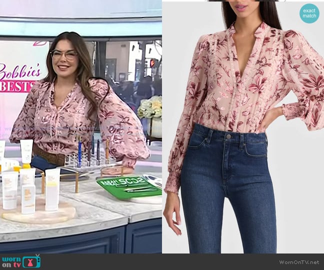 Alice + Olivia Arlette Blouse in Mystic Garden English Rose