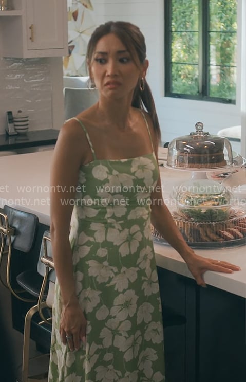 Ali’s green floral dress on Running Point
