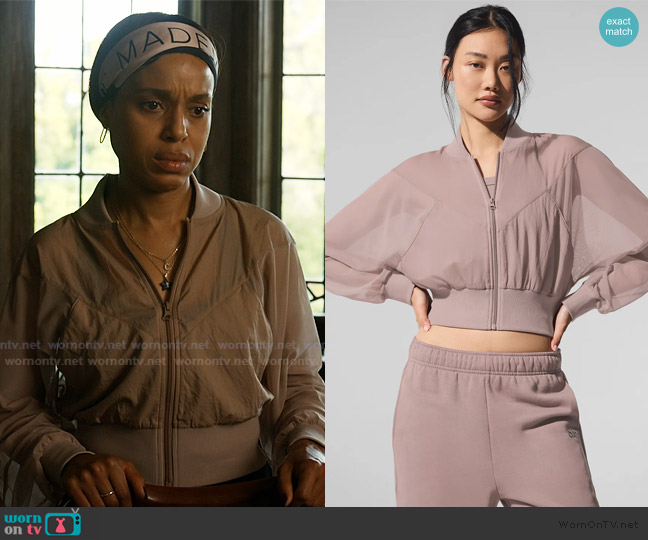 Alo Cropped Air It Out Bomber worn by Eleanor (Kerry Washington) on Imperfect Women