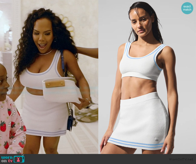 Alo Yoga Tennis Club Sweater Knit Bra worn by Kelli Ferrell on The Real Housewives of Atlanta