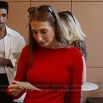 Amanda’s red ruffle hem dress on Summer House