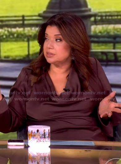 Ana’s brown cowl neck top on The View