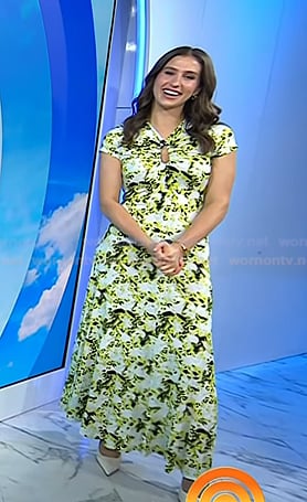 Angie Lassman’s yellow printed keyhole dress on Today
