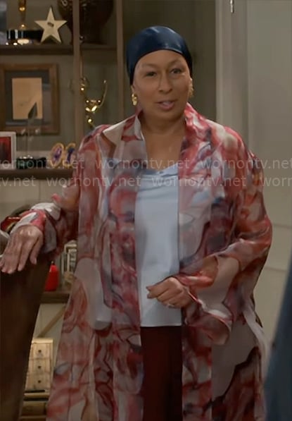 Anita’s sheer printed robe on Beyond the Gates