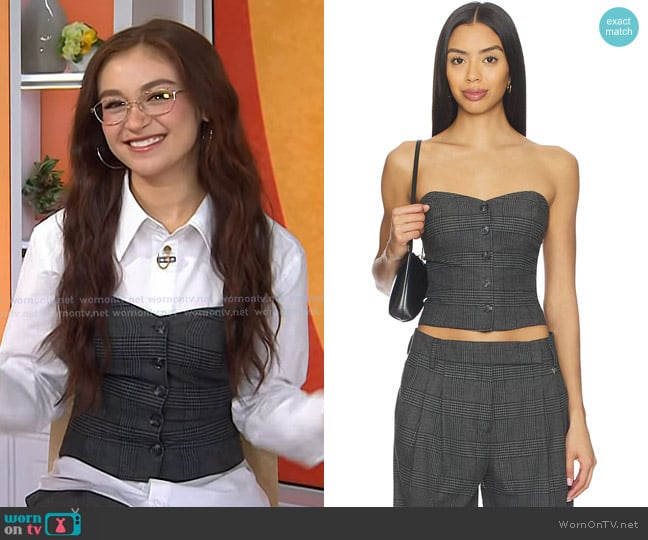 Aniye By Daliah Corset Top in Stone Check worn by Anna Cathcart on Today