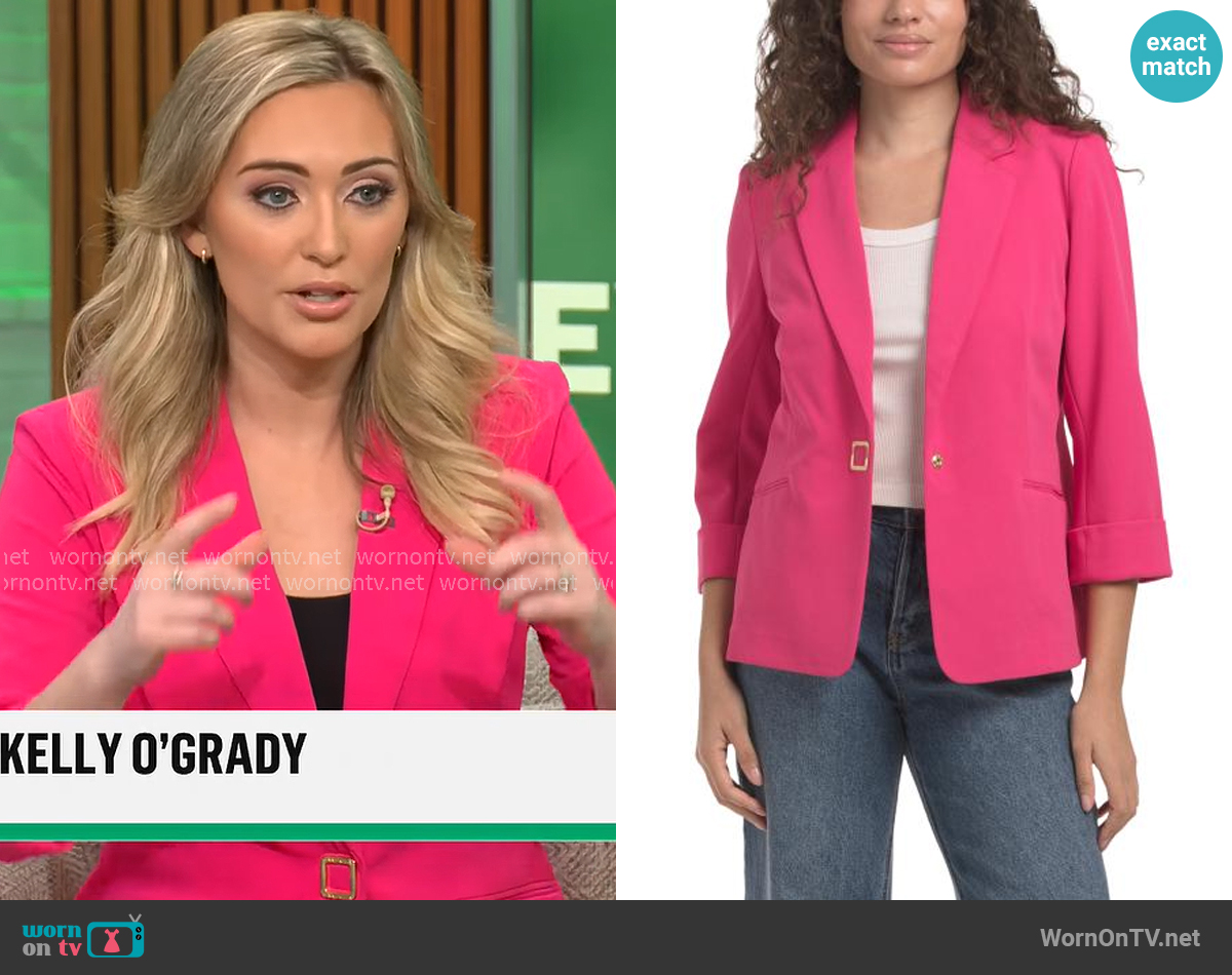 Anne Klein Notch Collar Jacket With Rolled Sleeves worn by Kelly O'Grady on CBS Mornings