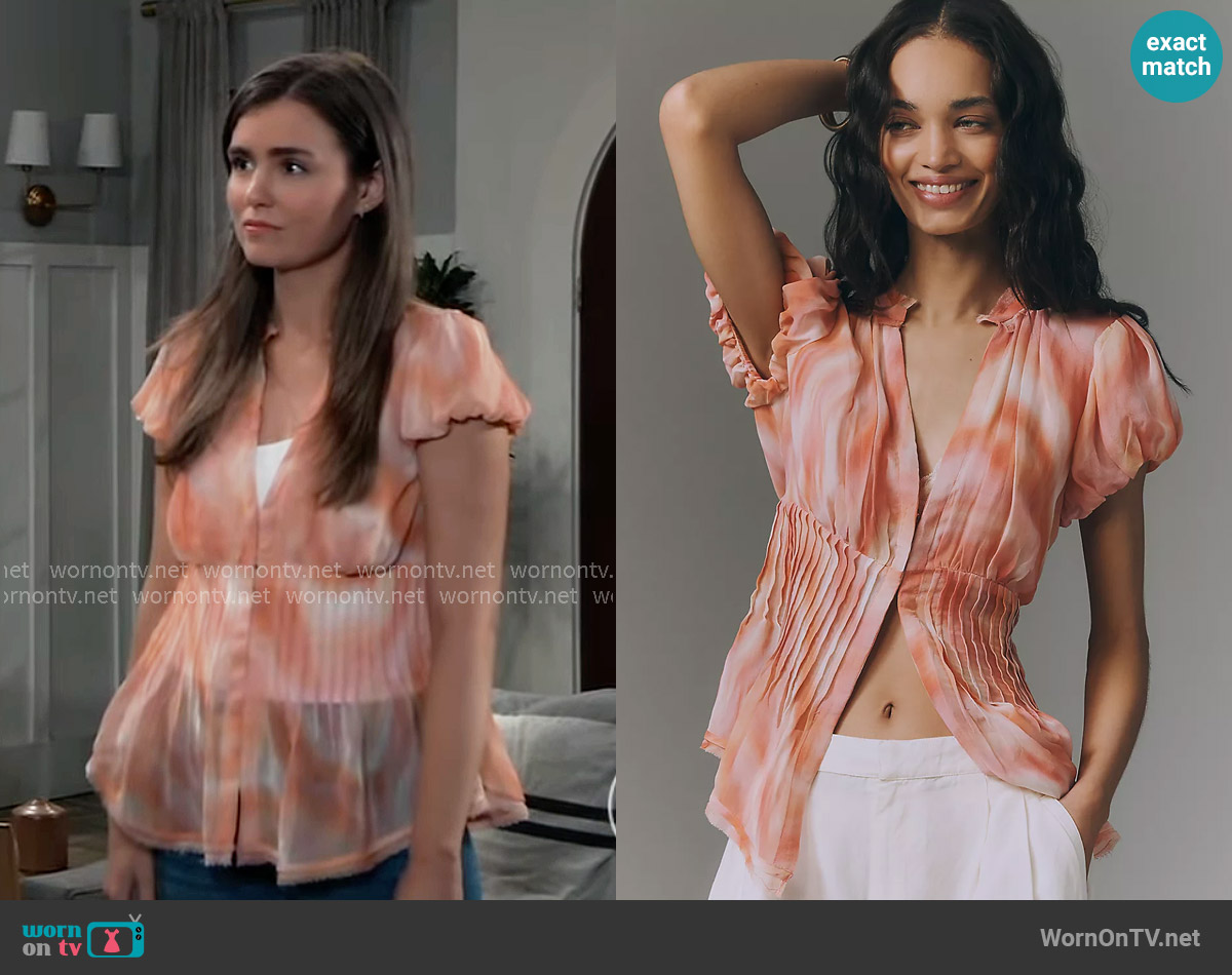 Anthropologie Waisted Puff Sleeve Top worn by Emma Scorpio-Drake (Braedyn Bruner) on General Hospital