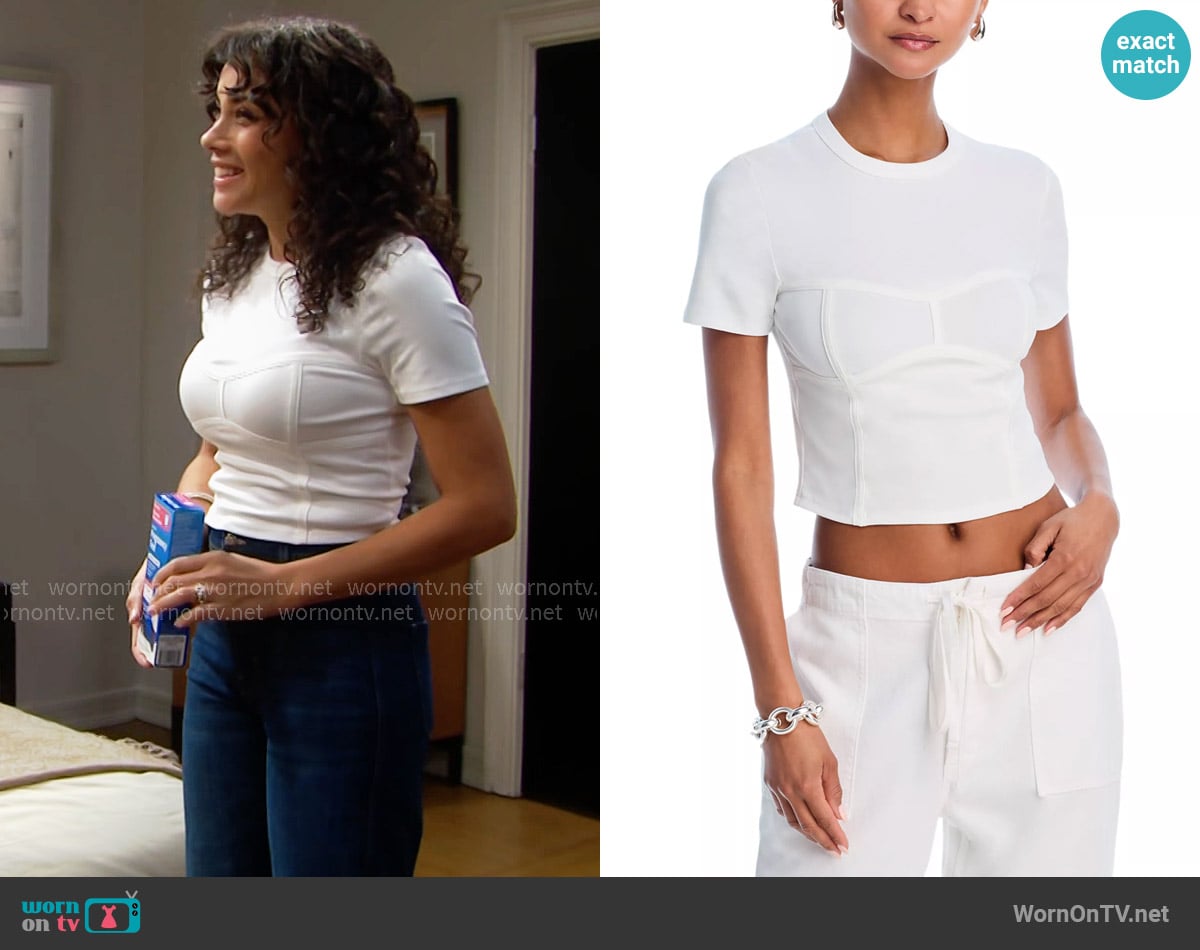 Aqua Bodice Structure Tee worn by Daphne Rose (Murielle Hilaire) on The Bold and the Beautiful