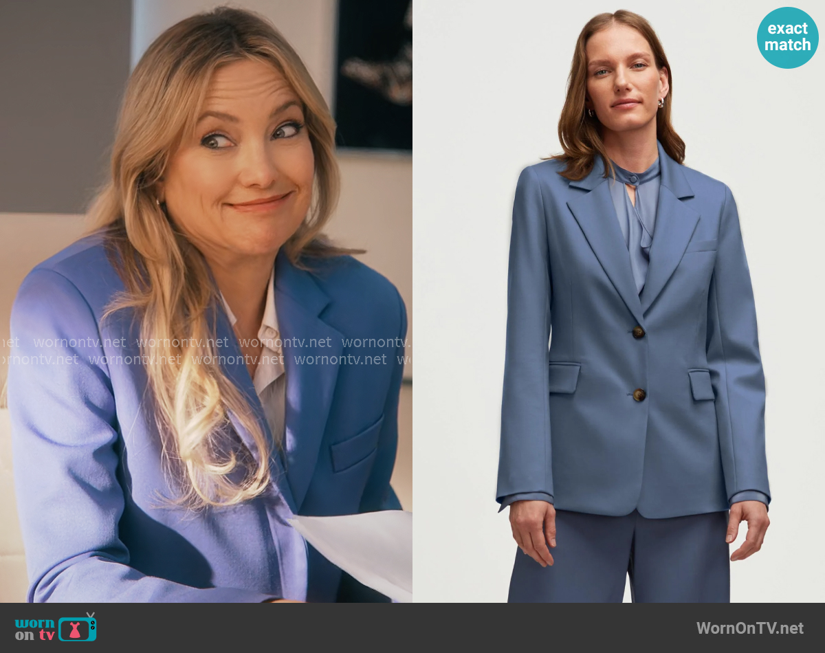 Argent Two-Button Blazer in Powder Blue worn by Isla Gordon (Kate Hudson) on Running Point