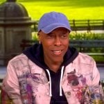 Arsenio Hall’s splatter print denim jacket on The View