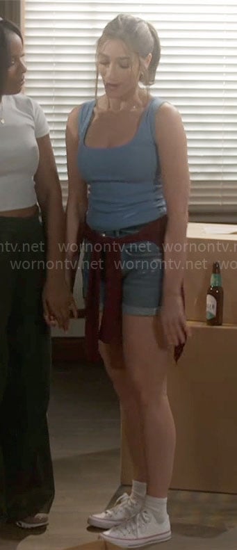 Ashley’s blue tank top on Beyond the Gates