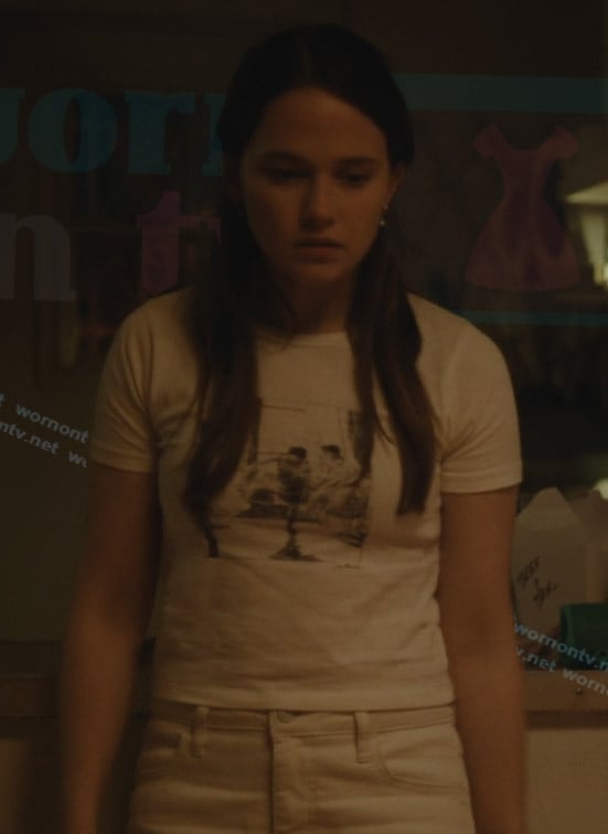 Ashley’s white graphic tee on Beef