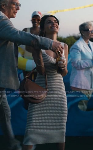 Ava’s white sweet heart knit dress on Beef