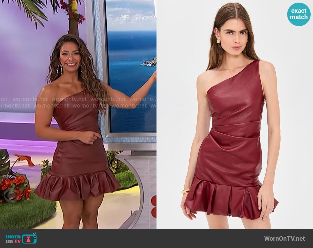 Azulu Sydney Faux Leather Dress worn by Manuela Arbeláez on The Price is Right
