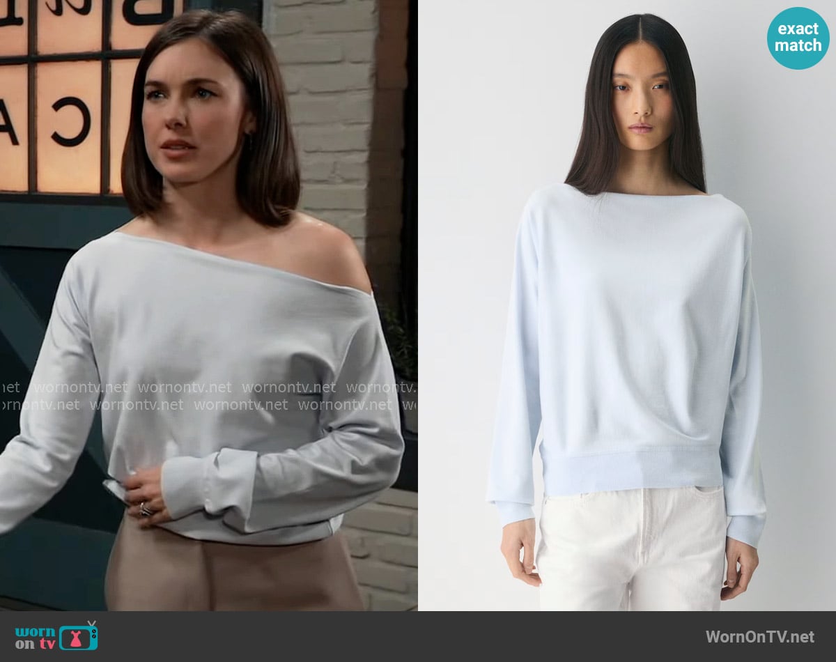 Babaton Inspiration Sweater in Midday Blue worn by Willow Tait (Katelyn MacMullen) on General Hospital