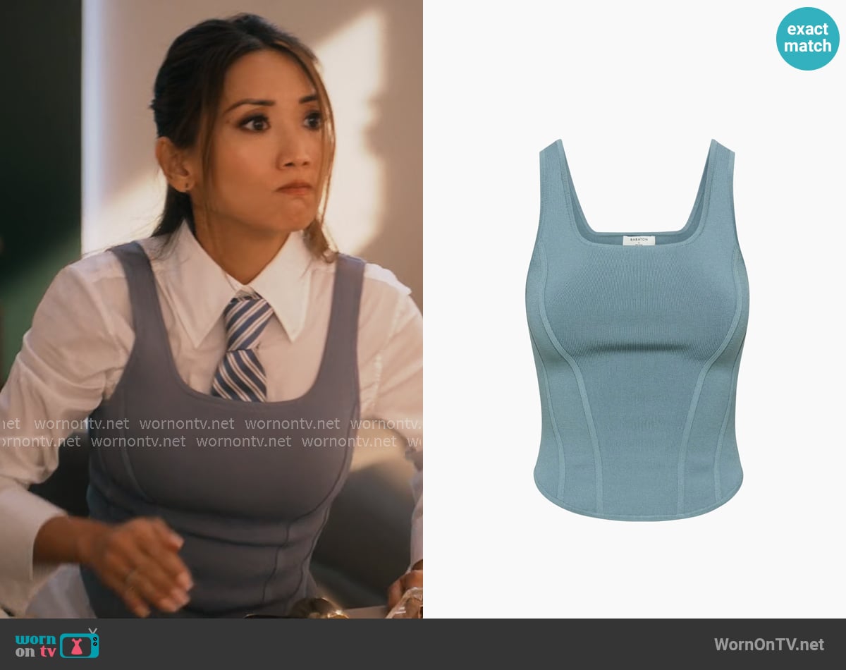 Babaton Sculpt Knit Bustier Waist Tank worn by Ali Lee (Brenda Song) on Running Point