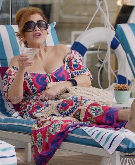 Barbara’s printed off shoulder dress on Abbott Elementary