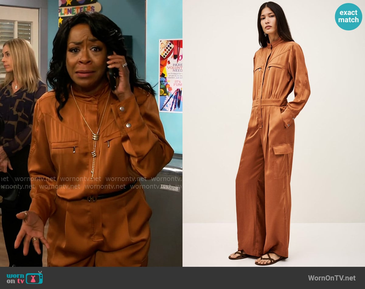 ba&sh Carmy Jumpsuit worn by Tina Butler (Tichina Arnold) on The Neighborhood